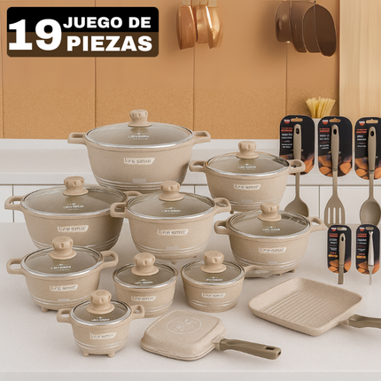 Conjunto de Ollas de Cerámica 19 Piezas Antiadherentes